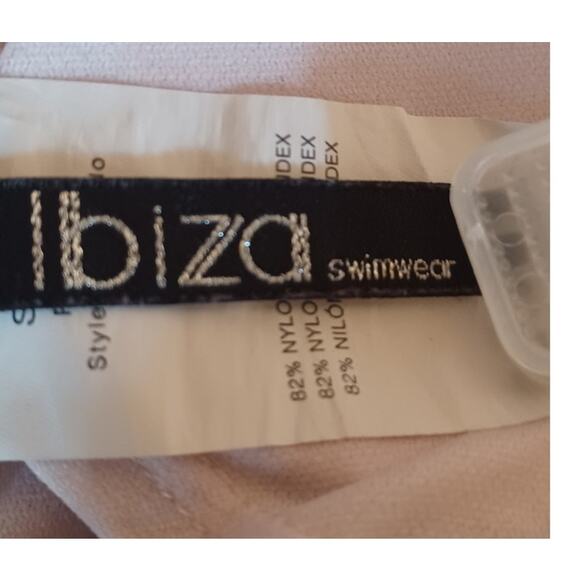 Ibiza Bikini Top Striped Burgundy White and Gold Details Built in Bra Size Small - Picture 5 of 7